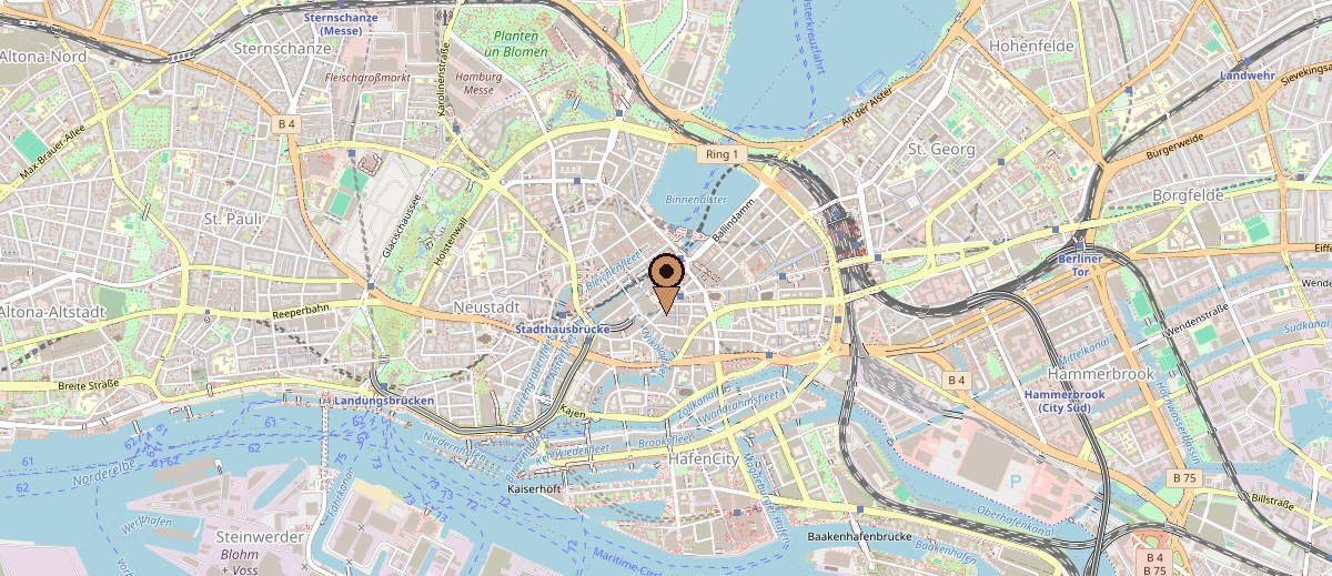 Kartenausschnitt von Hamburg